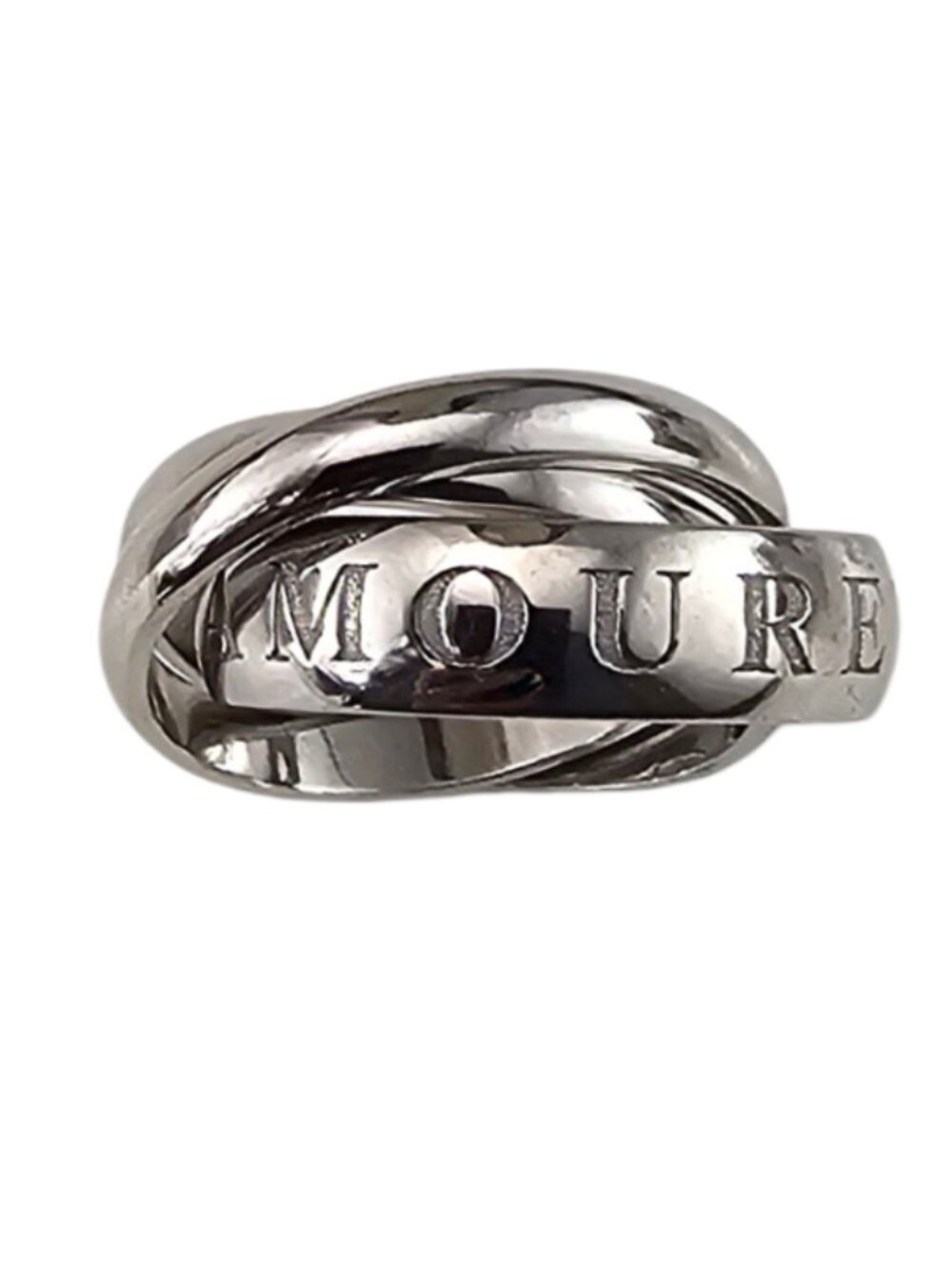 Cartier 18K White Gold Or Amour Et Trinity Ring Size 5.75 #25938